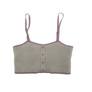 Y2K Forever 21 Knit Crop Top Cami Tank‎ Casual Adjustable Ivory Pink Size Small